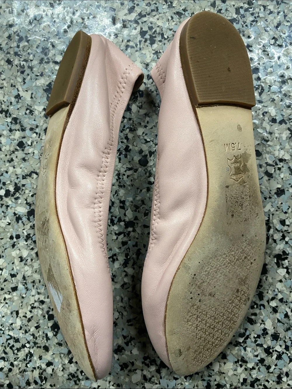 Tory Burch Blush Pink Leather Logo Ballet Flats